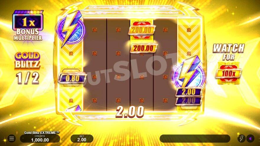 Gold Blitz feature with a 1X Bonus Multiplier active.