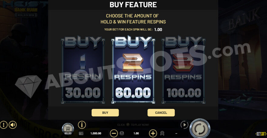 Bonus buy feature with three options to choose from.