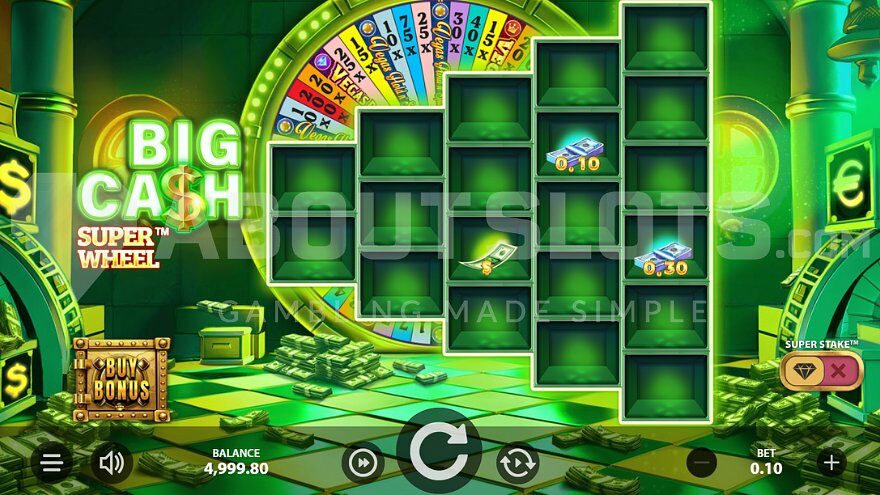 Casino slot with a wheel in the background.