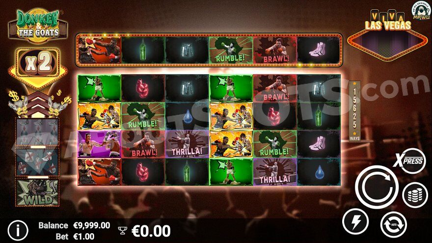DonKey & the GOATS slot game with boxer and boxing equipment symbols.