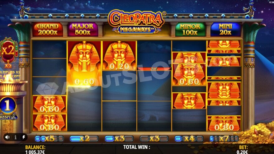 Bonus game with scatter symbols on the reels.