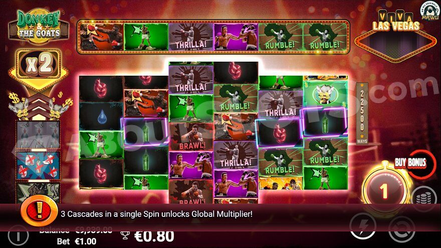 Free Spins feature in DonKey & the GOATS slot with an extra row on reels 3 and 4.