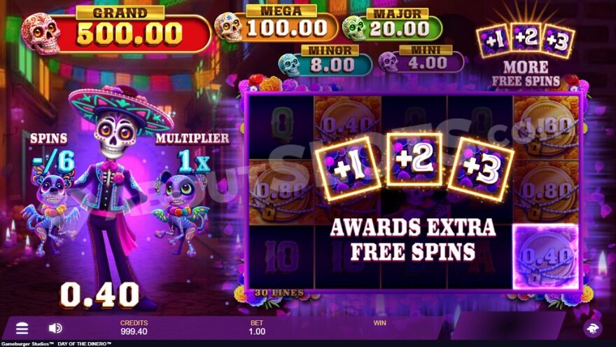 Day of the Dinero Free Spins Entry Screenshot
