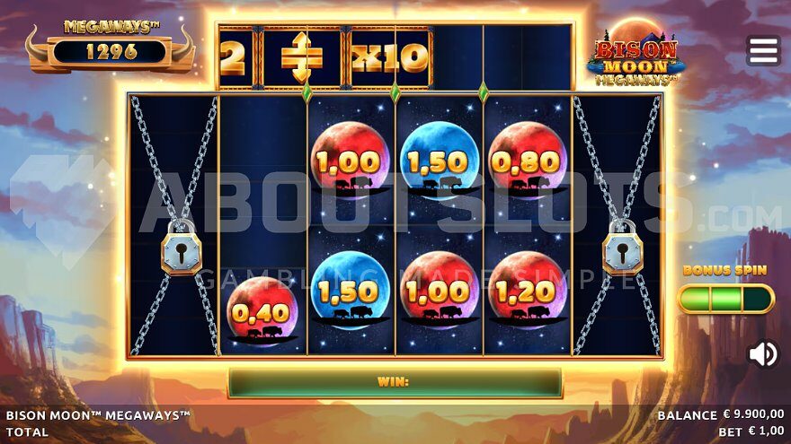 Seven money symbols on the reels during the Link & Win feature.