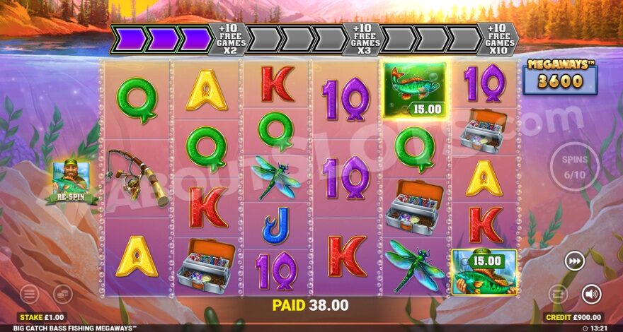 Screenshot of the free spins mode in the game.