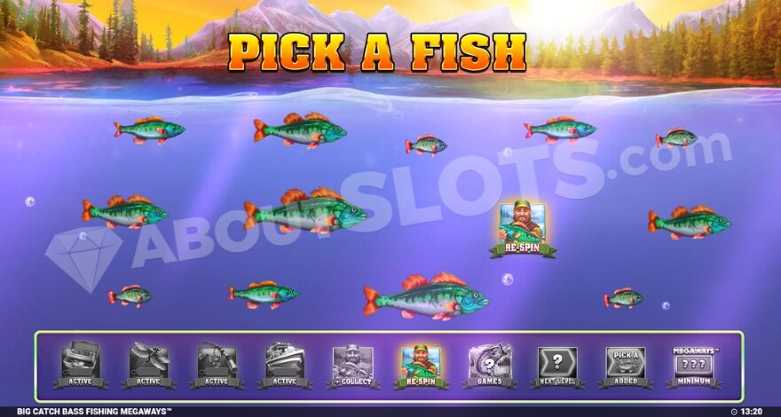 Screenshot of the Pick a Fish feature before the start of free spins.