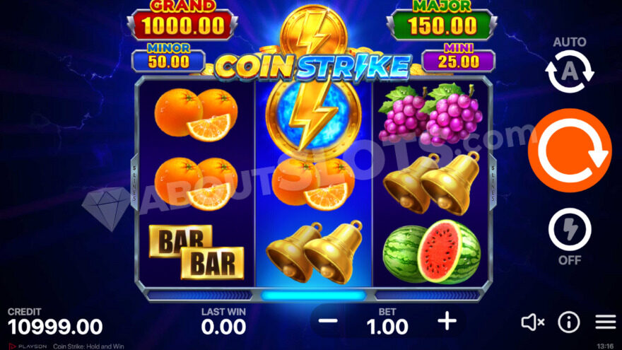 Base game showing jackpots above the reels.