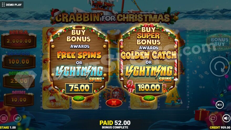 Bonus buy feature with two options to choose from.