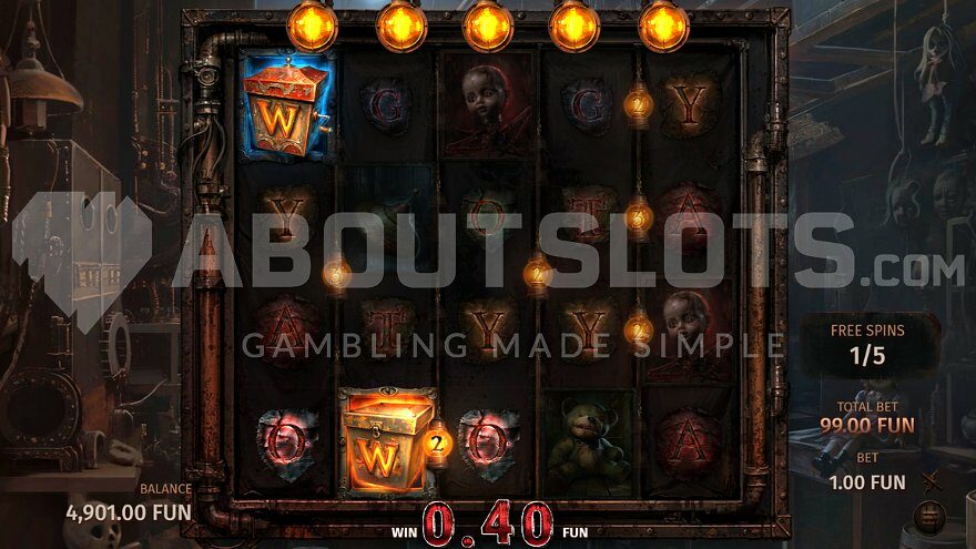 Win of 0.4X during free spins mode.