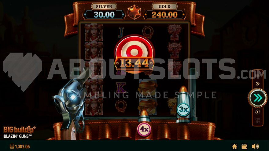 Blazin' Guns slot feature.