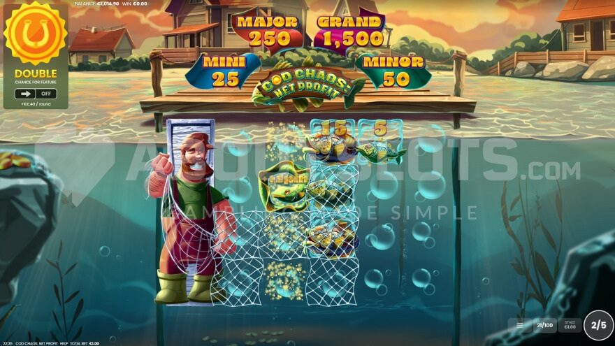 Wild Fisherman Catching Money Fish Symbols During Free Spins in Cod Chaos: Net Profit Slot