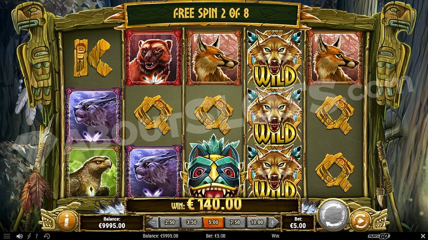 Second of 8 free spins in action.