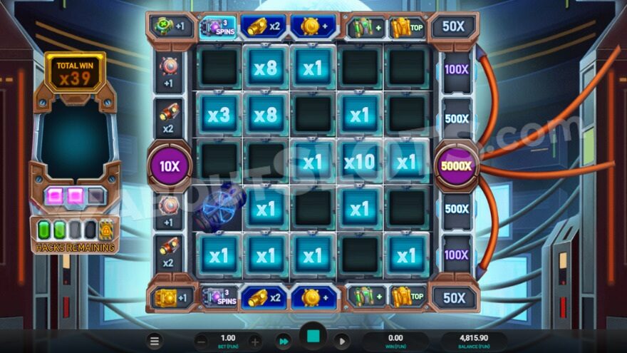 Free Spins bonus game with a current total win of 39X visible on the left.