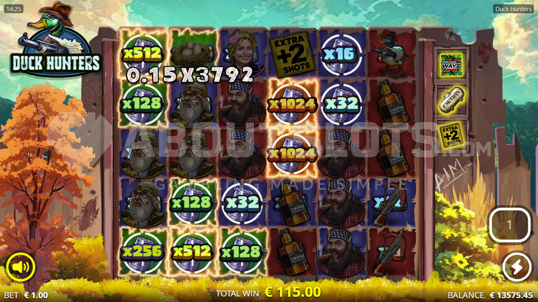 Big Game Spins bonus round in progress with multiple positions creating a win with multipliers and an applied total multiplier of 3792x.