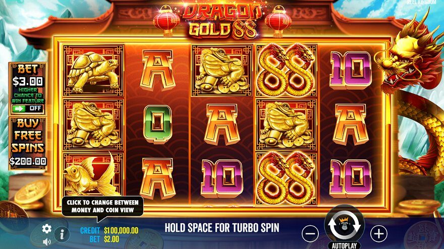 Dragon Gold 88 base game interface.