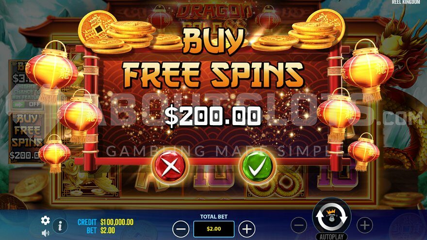 Dragon Gold 88 Feature Buy option.
