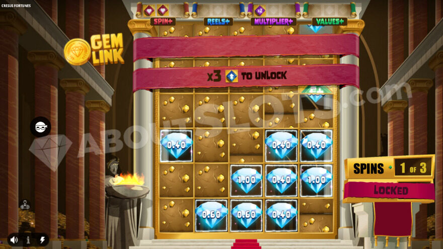 Gem Link Respins with diamond symbols locked on some reels.