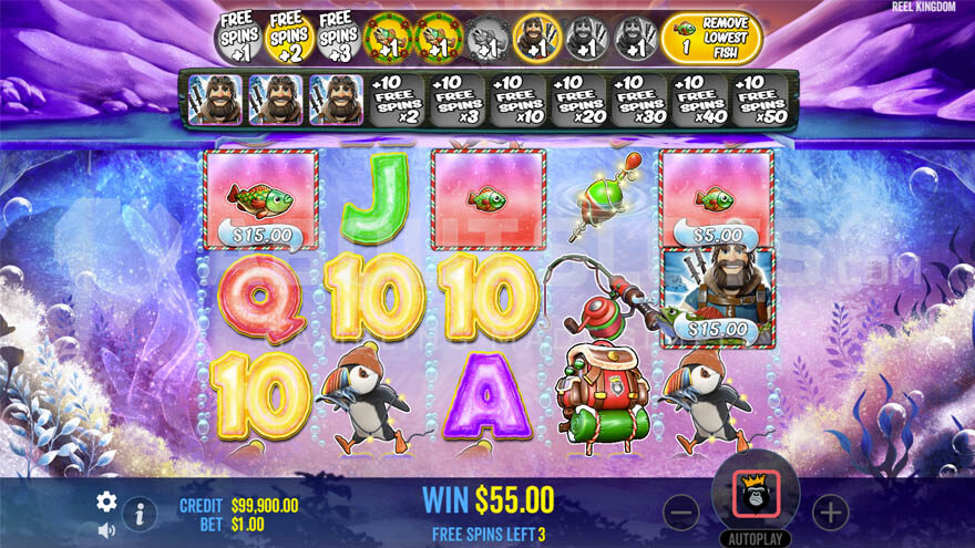 Free Spins Bonus Game in Big Bass Xmas Extreme