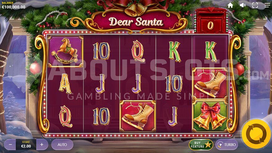 Christmas themed slot machine base game.