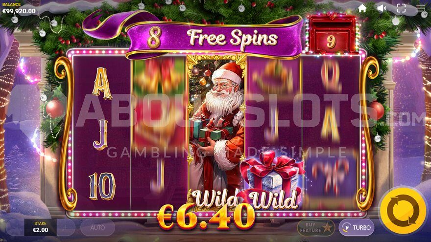 8 free spins remaining in Dear Santa slot.