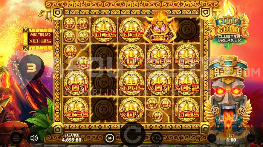 Hold and Win Bonus Game feature in Fire and Gold Cluster Breaker slot at 1win