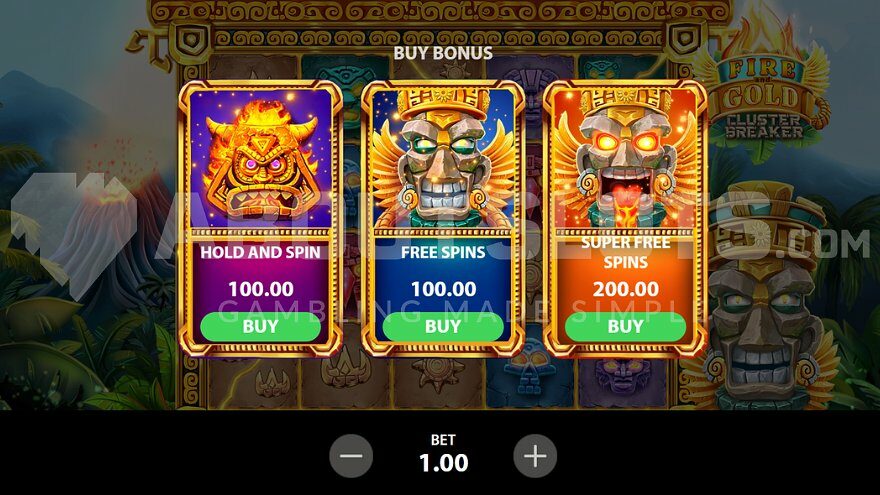 Feature Buy option in Fire and Gold Cluster Breaker slot at 1win