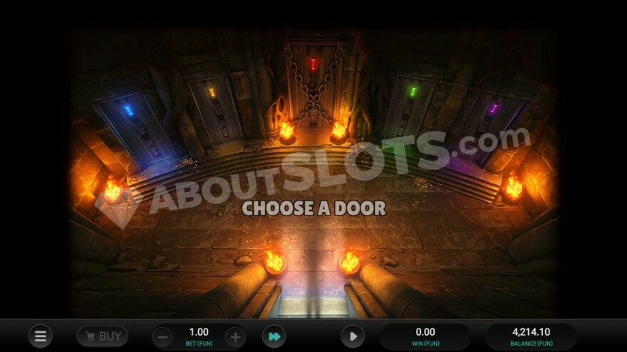 Five doors showcasing different bonus modes.