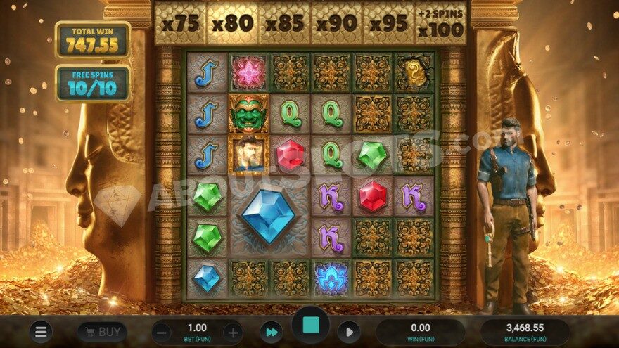 Super free spins feature with a current win multiplier of 80X.