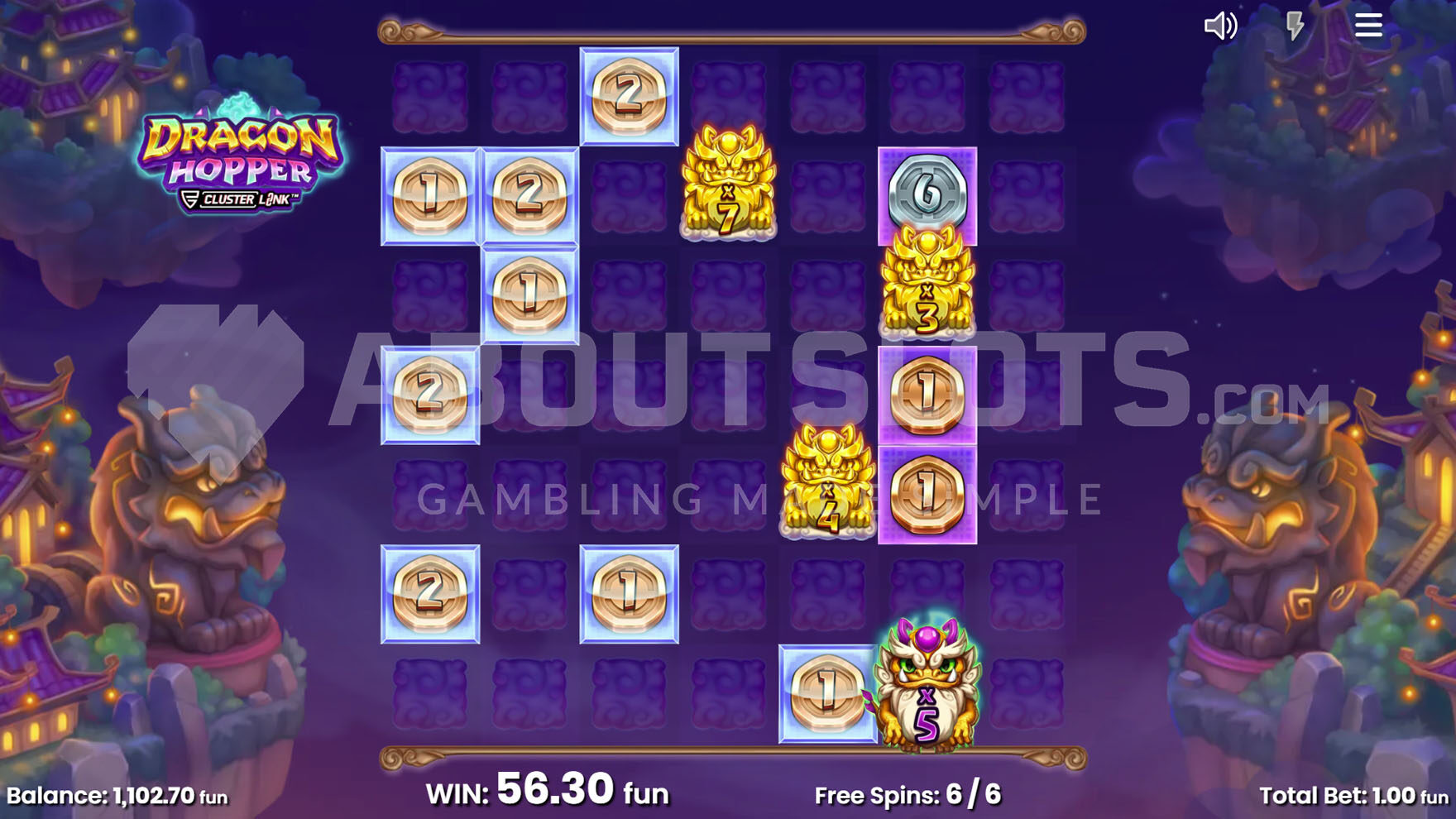 Free spins bonus activated, reels showing multiple instant prize symbols and several wild symbols with multipliers.
