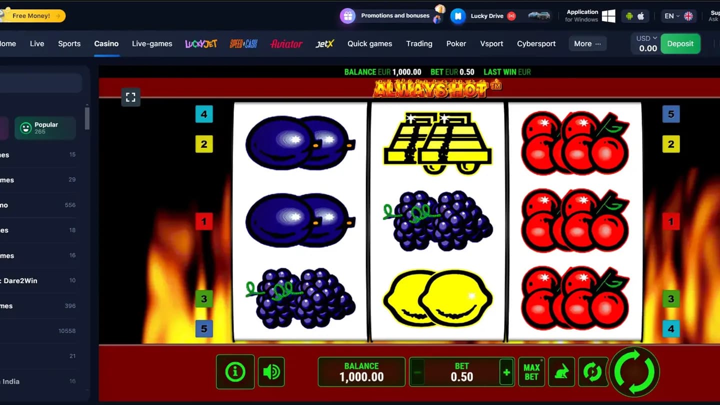 Always Hot Deluxe at 1win