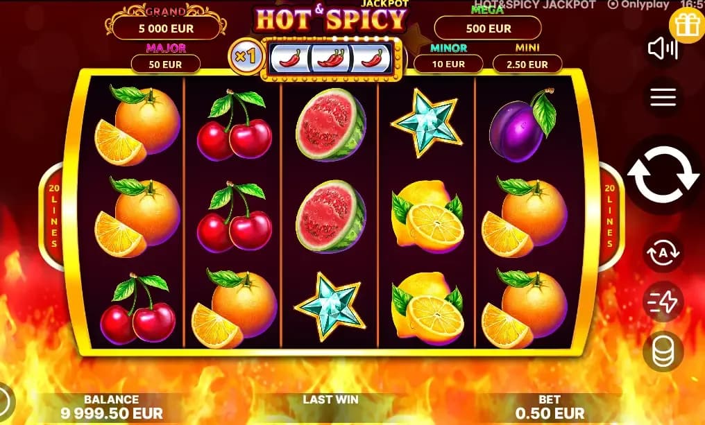 Hot & Spicy Jackpot Interface