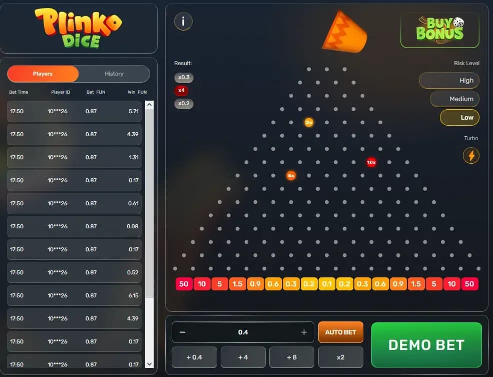 Turbo Mod in Plinko Dice