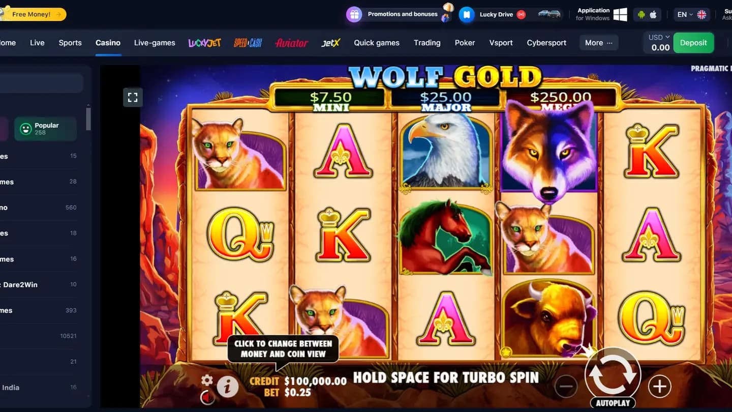 Wolf Gold at 1win