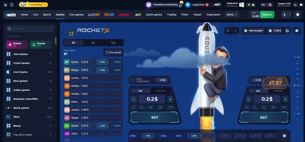 Rocket X at 1win