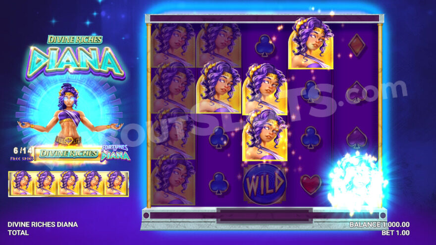 Divine Riches Diana Free Spins Feature