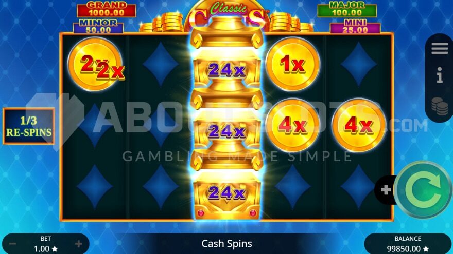 Classic Coins bonus game on 1win