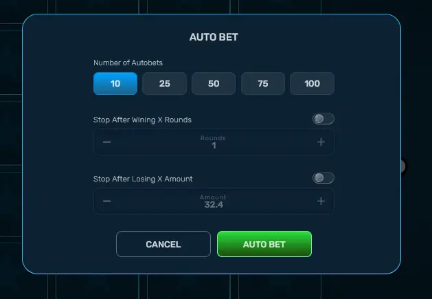 Autoplay settings in Turbo Mines