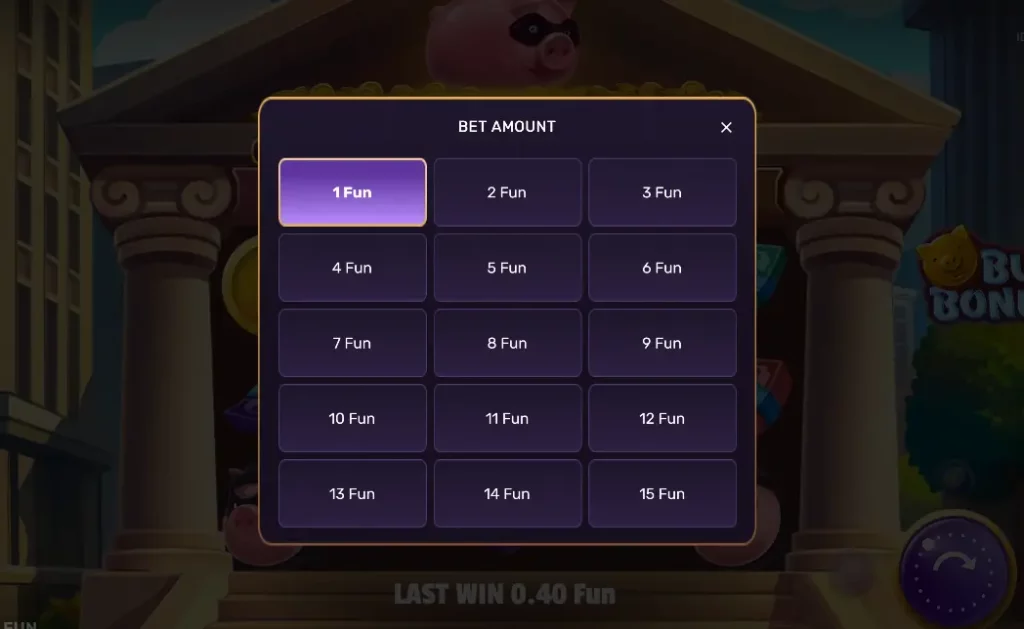 Choosing a bet amount in Gangsta Piggy Hold and Win Choosing a bet amount in Gangsta Piggy Hold and Win