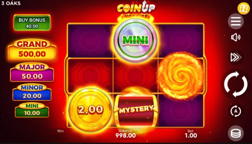 Coin Up Hot Fire Interface