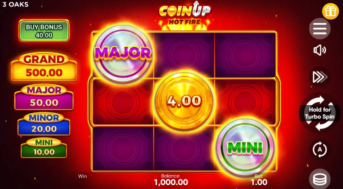 Coin Up Hot Fire Main Page