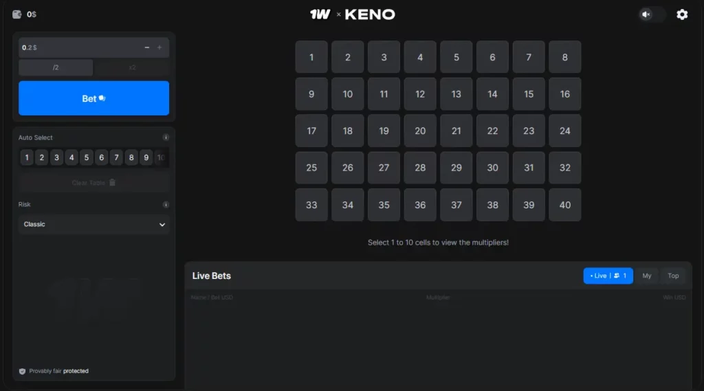 Keno Interface