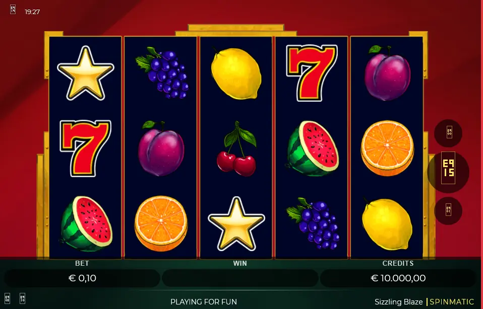 Sizzling Blaze Jackpot Interface