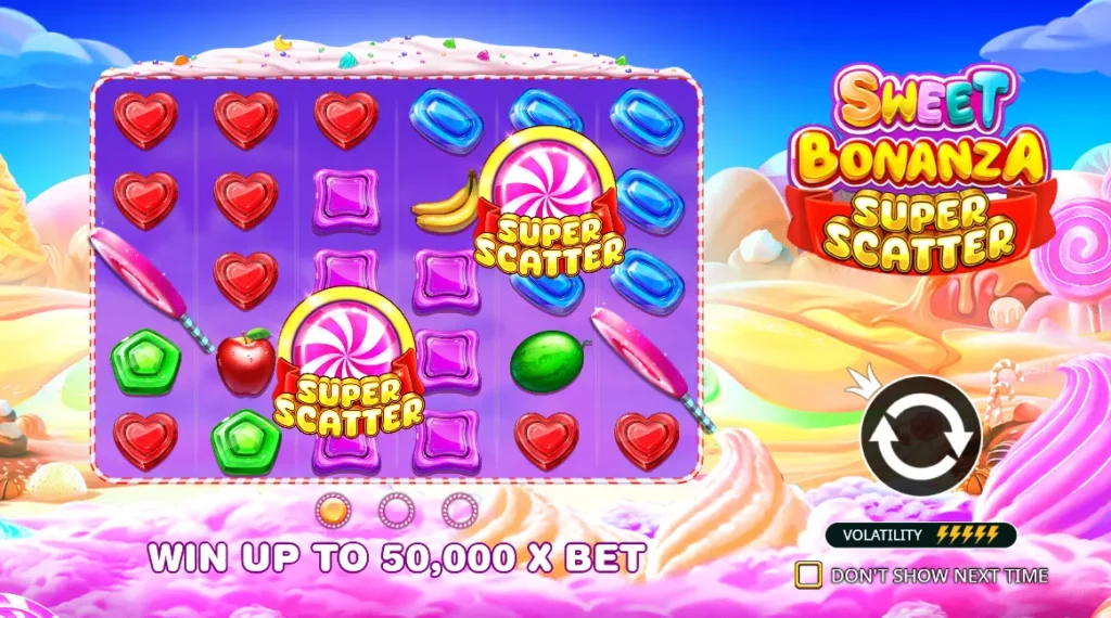 Sweet Bonanza Super Scatter Start Screen