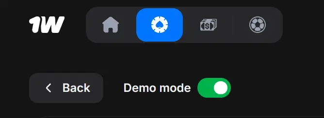 1Win Demo Mode Button