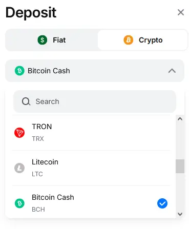 Crypto Deposit at 1Win