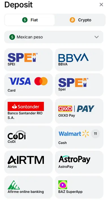 Deposit in Mexican Peso