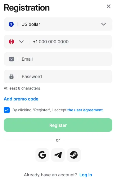 Registration at 1Win